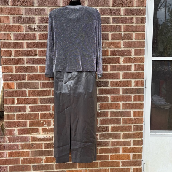 Alex Evenings 2 Piece Sparkly Gray Silver Formal Long Dress Sz 6-8 Petite - Picture 3 of 12